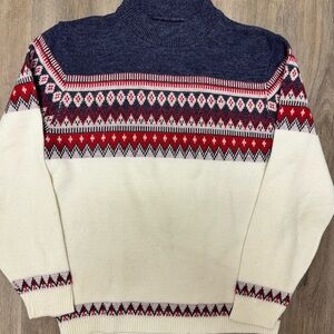 Vintage Fair Isle Nordic Mock Neck Sweater Medium‎ Large